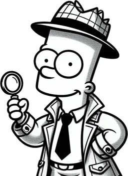 bart detetive segurando uma lupa