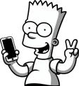 bart segurando um celular feliz