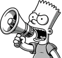 bart gritando com um megafone